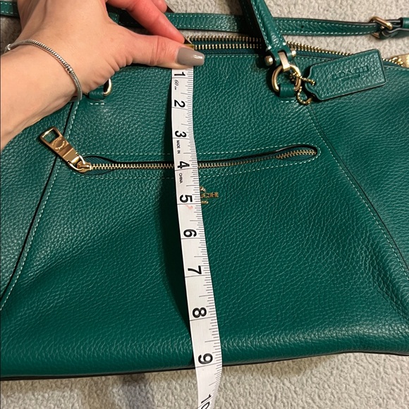 Coach Praire Satchel in Pebbled Leather Jade Green crossbody - Picture 6 of 16